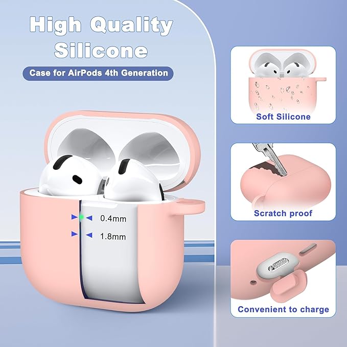 Clip AirPods 4 - 2024 Silicon Case - Sand Powder - كفر حماية - سماعة ابل ايربودز 4 - 2024