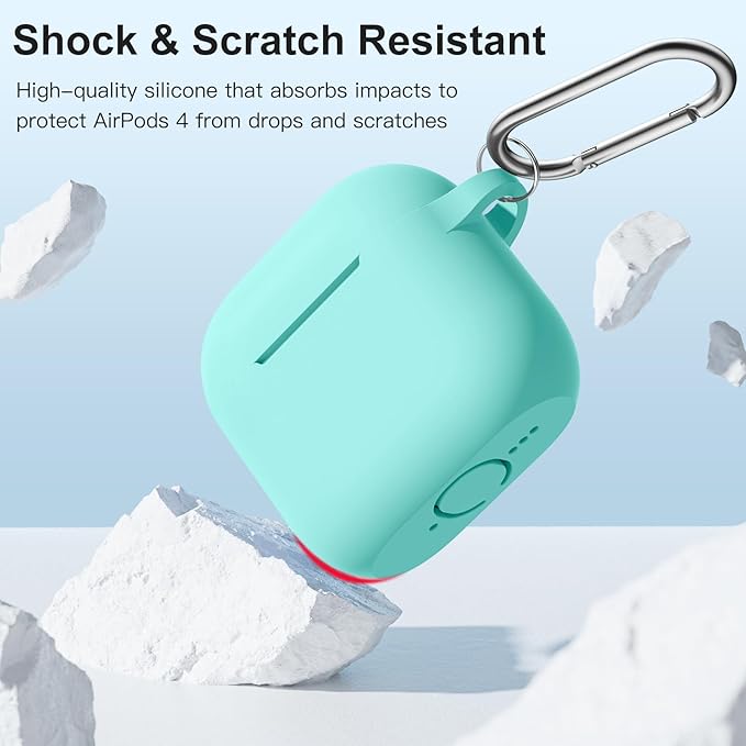 Clip AirPods 4 - 2024 Silicon Case - Mint Green - كفر حماية - سماعة ابل ايربودز 4 - 2024