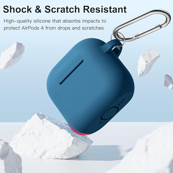 Clip AirPods 4 - 2024 Silicon Case - Lake Blue - كفر حماية - سماعة ابل ايربودز 4 - 2024