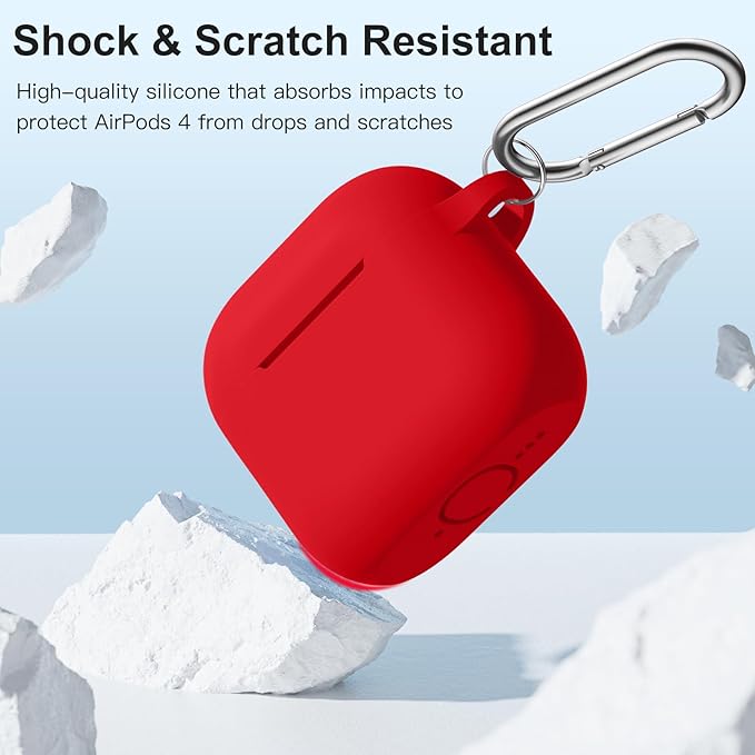 Clip AirPods 4 - 2024 Silicon Case - Red - كفر حماية - سماعة ابل ايربودز 4 - 2024