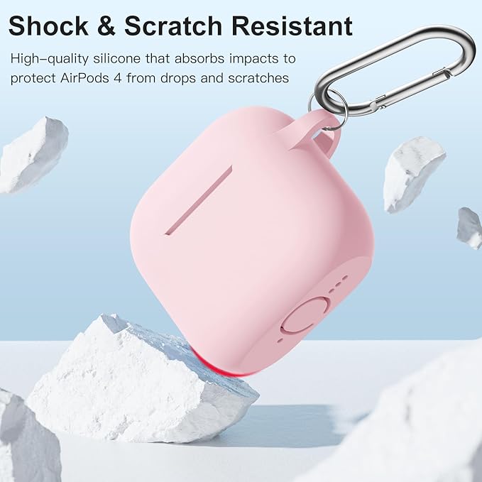 Clip AirPods 4 - 2024 Silicon Case - Pink - كفر حماية - سماعة ابل ايربودز 4 - 2024