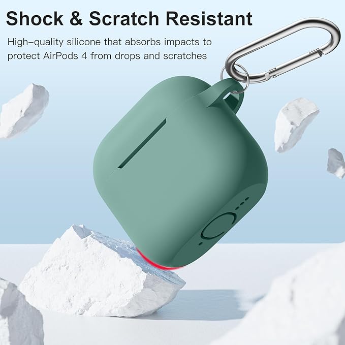 Clip AirPods 4 - 2024 Silicon Case - Dark Green - كفر حماية - سماعة ابل ايربودز 4 - 2024