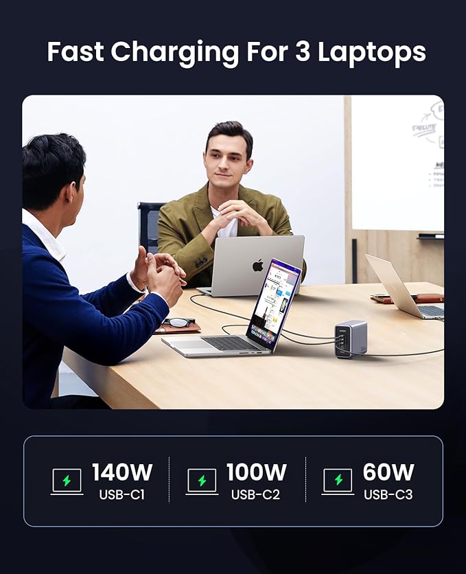 Ugreen Nexode 300W 5-Port PD GaN Fast Charger UK [B] - موزع شحن - يوجرين - قوة 300 واط - 5 منافذ للشحن السريع - 4 منافذ تايب سي - 1 منفذ يو اس بي - كفالة 12 شهر