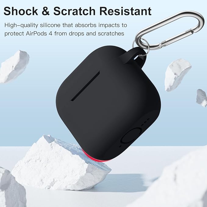 Clip AirPods 4 - 2024 Silicon Case - Black - كفر حماية - سماعة ابل ايربودز 4 - 2024