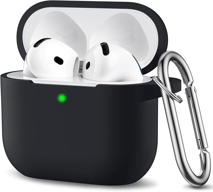 Clip AirPods 4 - 2024 Silicon Case - Black - كفر حماية - سماعة ابل ايربودز 4 - 2024