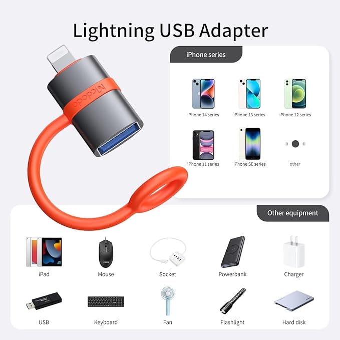 Mcdodo Lightning to USB Adapter - وصلة ايفون - يو اس بي - لنقل البيانات - متعددة الاستخدام