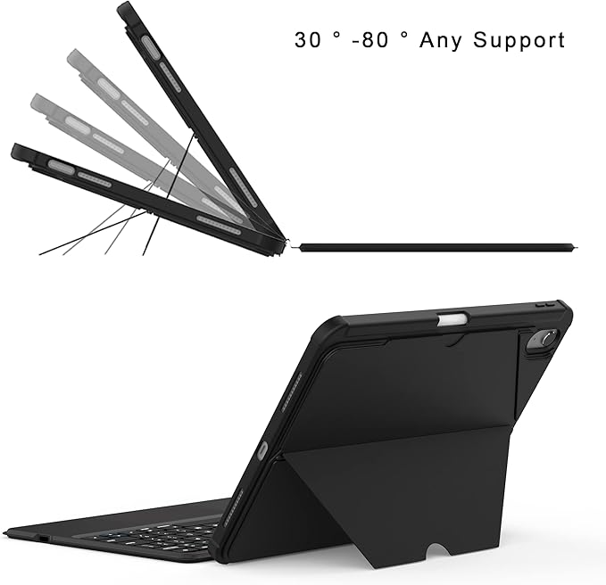 Protected Keyboard case - Black - كفر حماية ايباد + كيبورد احرف عربية وانكليزية + ماوس + مكان للقلم - لوحة مفاتيح عربي / انجليزي