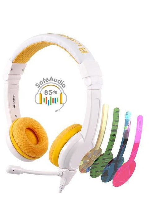 Buddyphones School Plus Headphones With MIC - Yellow  - سماعة رأس بلوتوث  حق الاطفال - كفالة 12 شهر