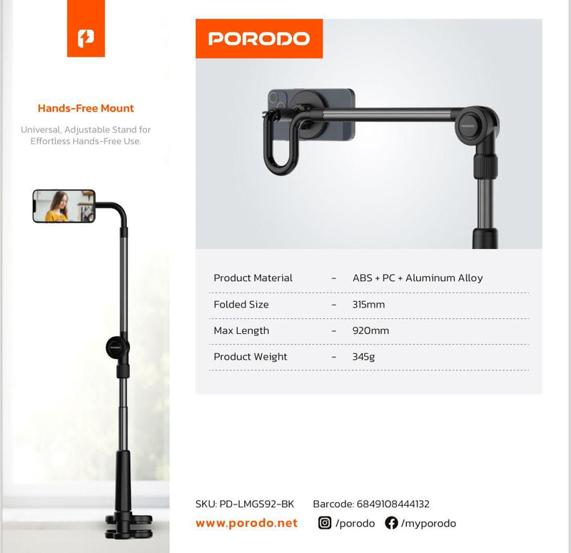 Porodo Lazy Bracket Magsafe & Tablet [O] - ستاند لجميع انواع الاجهزة - برودو