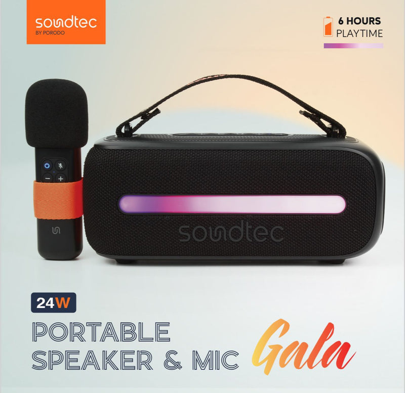 Porodo Soundtec Gala Portable Speaker & Mic - سبيكر مكبر صوت + ميكروفون - برودو - كفالة 12 شهر