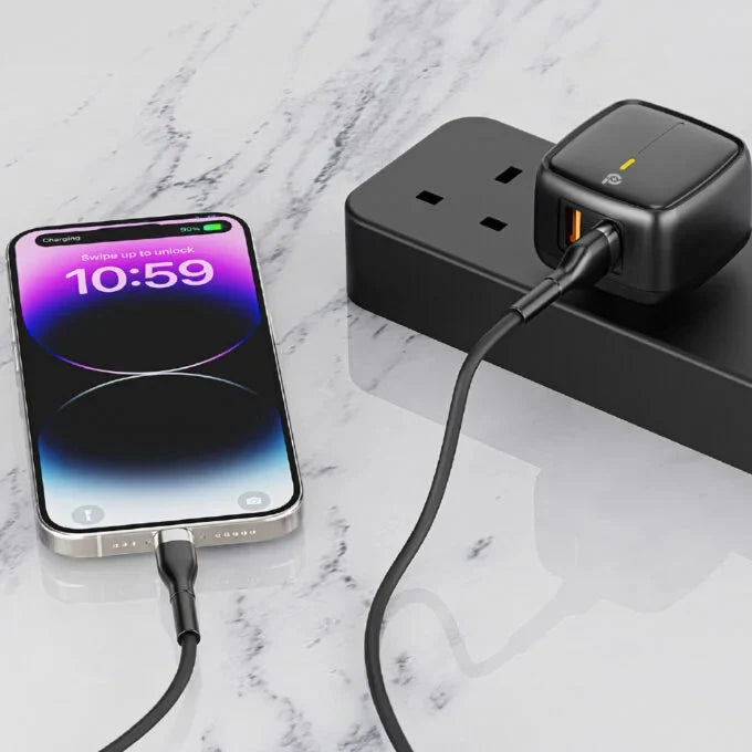 Powero+ British 12W UK Wall Charger with USB-A to Micro Cable - بلاك شاحن حائط + سلك شحن مايكرو - 2 فتحتين يو اس بي - قوة 12 واط - كفالة 12 شهر