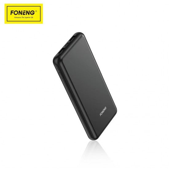 Foneng Power Bank P52 Dual USB 10000mAh 22.5W PD+QC3.0 Black - بطارية متنقلة - سعة 10000 الف - منفذين للشحن الذكي والسريع - بقوة 22.5 واط - اللون الاسود - كفالة 12 شهر