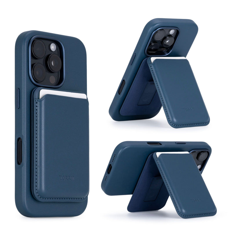 Torrii KOALA for iPhone 16 Pro/16 Pro Max - Navy [A] - كفر حماية عالية - مع ماغ سيف - محفظة + ستاند -