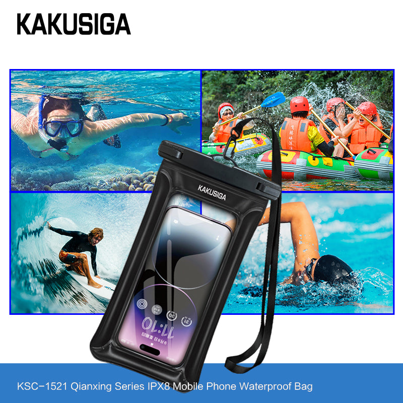 Kakusiga Universal WaterProof Case - Black - كفر ضد الماء - مناسب لجميع انواع واحجام الاجهزة