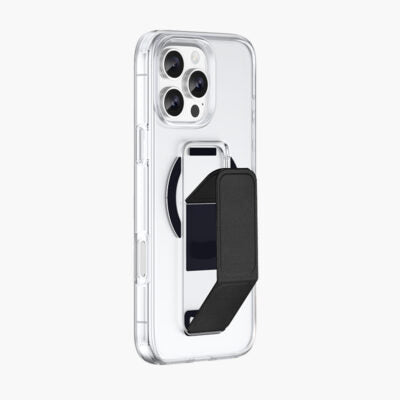 Snap Grip with Magsafe Strong Magnetic Clear Case - كفر حماية -ماغ سيف - ماسكه وستاند بالطول والعرض - مغناطيس - شفاف