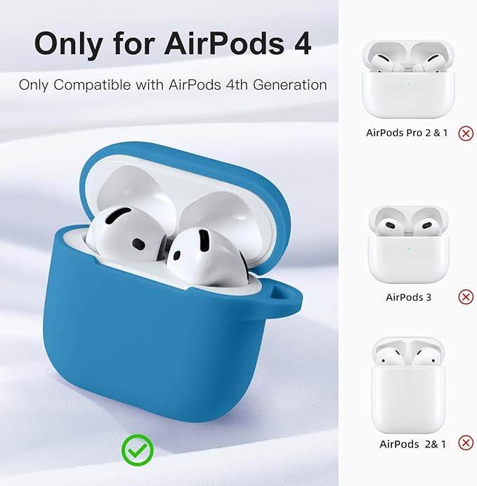 Clip AirPods 4 - 2024 Silicon Case - Lake Blue - كفر حماية - سماعة ابل ايربودز 4 - 2024