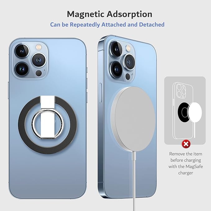 Snap GoMag MagSafe Magnetic Phone Grip - Grey - مسكة خاتم - مغناطيس وستاند - خاصية الماغ سيف لاجهزة الايفون 12 و 13 و 14 و 15