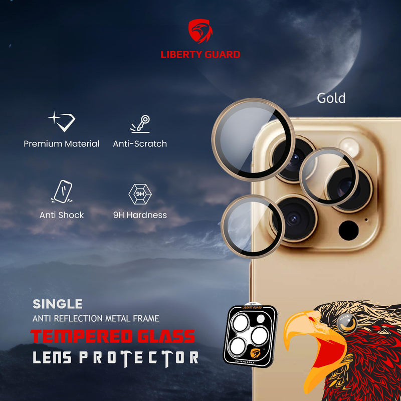 Liberty Guard Camera Lens With Installation Kit 16Pro/ProMax -  Gold Titanium - حماية لعدسة كاميرا الهاتف - حبات