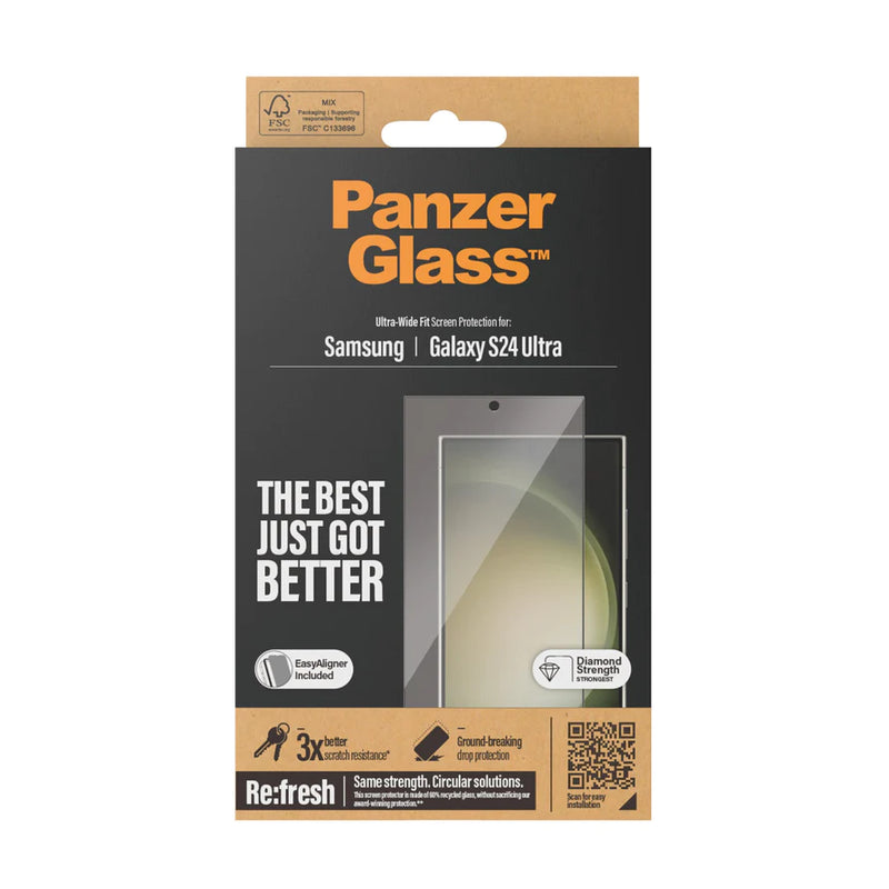 PanzerGlass® Screen Protector Samsung Galaxy S24 Ultra | Ultra-Wide Fit w. EasyAligner -  حماية شاشة - سامسونج شفاف