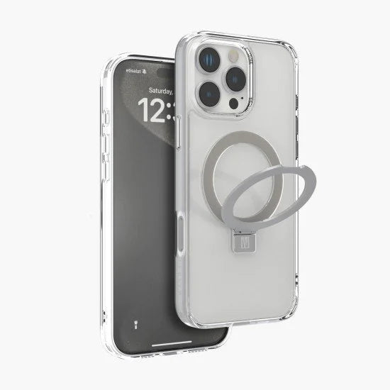 Levelo Verona Case for Apple iPhone 16 Pro / 16 Pro Max - Clear - كفر حماية عالية - ليفيلو -ماغ سيف مع ستاند