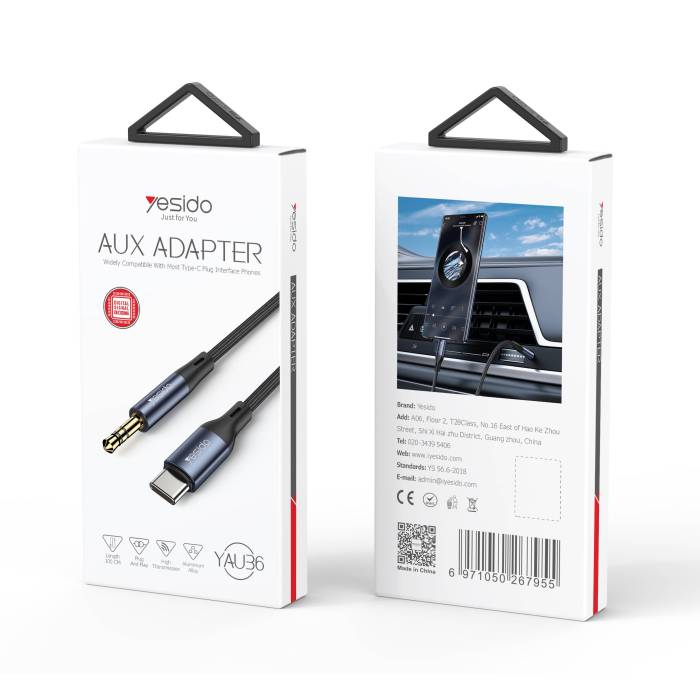 YESIDO YAU36 AUX 3.5MM to Type-C Cable [H] كيبل صوت - من تايب سي الى 3.5 مم