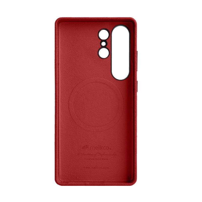 Melkco Origin Series Premium Leather Regal Snap Magsafe Cover for Samsung S25 ULTRA - Red [A] - كفر سامسونج  - حماية عالية - جلد - احمر