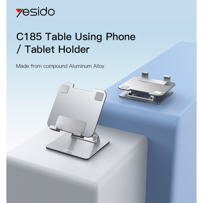Yesido C185 Adjustable Height Aircooled Foldable Desktop Supporter Holder Metal Laptop Tablet PC Stand - ستاند مكتبي - عالي الجودة - دوران 720 درجة - لجميع انواع التابلت و الايباد