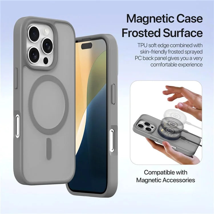 DUX DUCIS  2-in-1 Lawa Series MagSafe Case for iPhone 16/16 Plus/16 Pro/16 Pro MAX - Grey -  كفر حماية عالية + محفظة للبطاقات والنقود + علاق - مع ماغ سيف