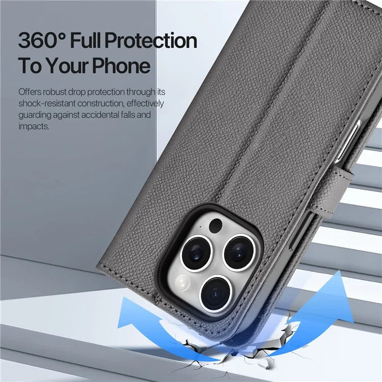 DUX DUCIS  2-in-1 Lawa Series MagSafe Case for iPhone 16/16 Plus/16 Pro/16 Pro MAX - Grey -  كفر حماية عالية + محفظة للبطاقات والنقود + علاق - مع ماغ سيف