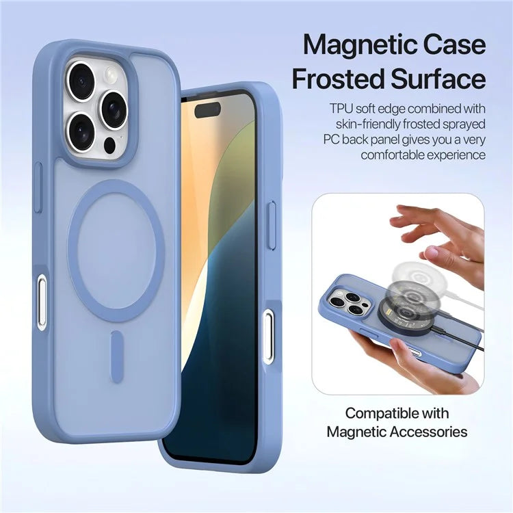 DUX DUCIS  2-in-1 Lawa Series MagSafe Case for iPhone 16/16 Plus/16 Pro/16 Pro MAX - Baby Blue -  كفر حماية عالية + محفظة للبطاقات والنقود + علاق - مع ماغ سيف