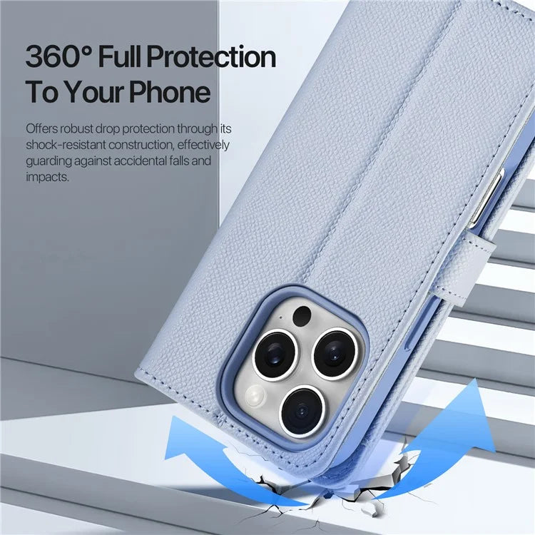 DUX DUCIS  2-in-1 Lawa Series MagSafe Case for iPhone 16/16 Plus/16 Pro/16 Pro MAX - Baby Blue -  كفر حماية عالية + محفظة للبطاقات والنقود + علاق - مع ماغ سيف