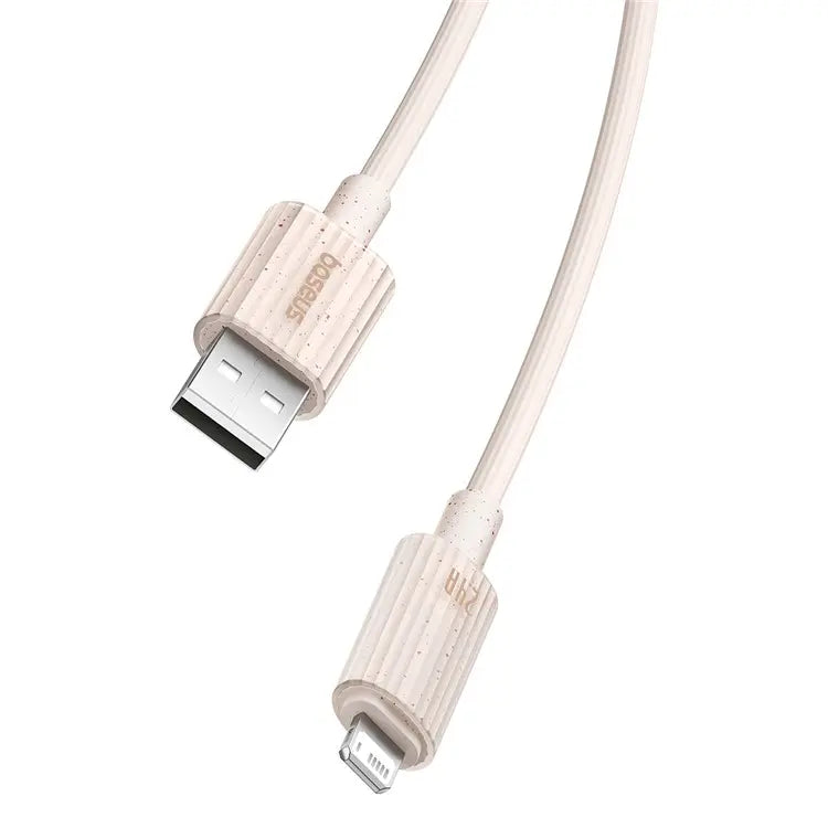 BASEUS Habitat Series 2m USB to iP Biodegradable Fast Charging Cord 2.4A Phone Data Cable - Pink - سلك شحن ايفون - بيسوس - طول 2 متر - كفالة 12 شهر