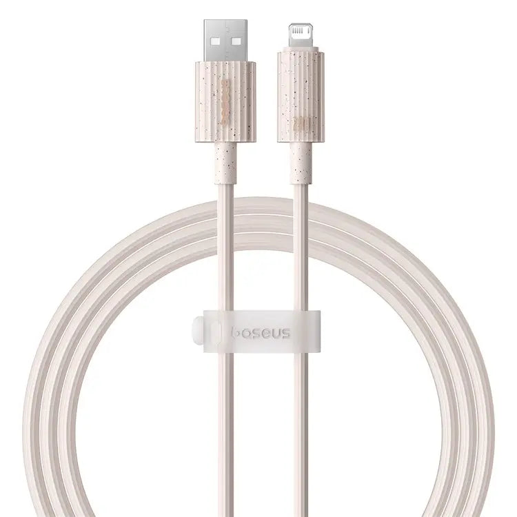 BASEUS Habitat Series 2m USB to iP Biodegradable Fast Charging Cord 2.4A Phone Data Cable - Pink - سلك شحن ايفون - بيسوس - طول 2 متر - كفالة 12 شهر