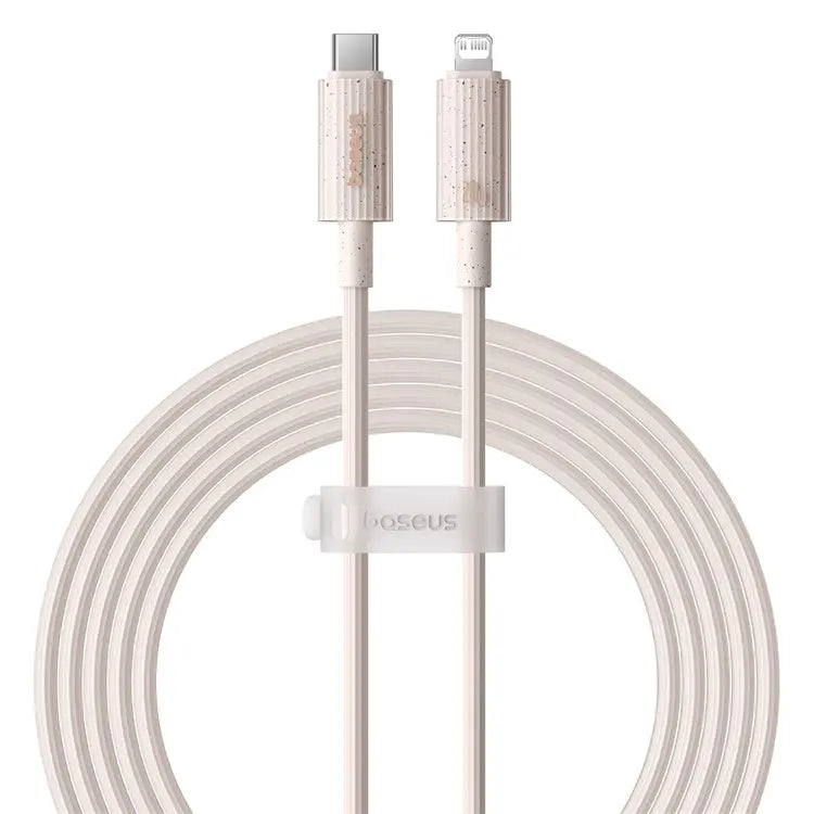 BASEUS Habitat Series 2m Type-C to iP Fast Charging Cable PD 20W Biodegradable Phone Data Cable - Pink- سلك شحن ايفون تايب سي - بيسوس - طول 2 متر - كفالة 12 شهر