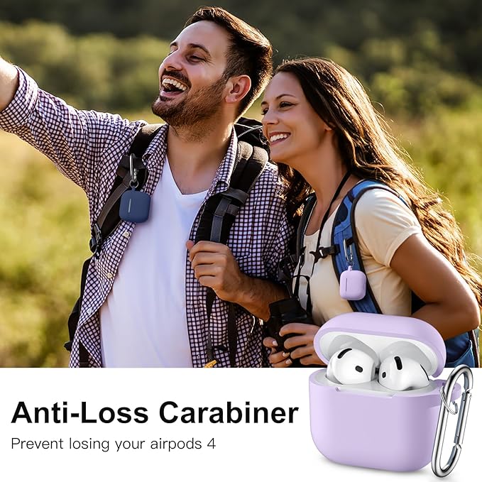 Clip AirPods 4 - 2024 Silicon Case - Lavender - كفر حماية - سماعة ابل ايربودز 4 - 2024