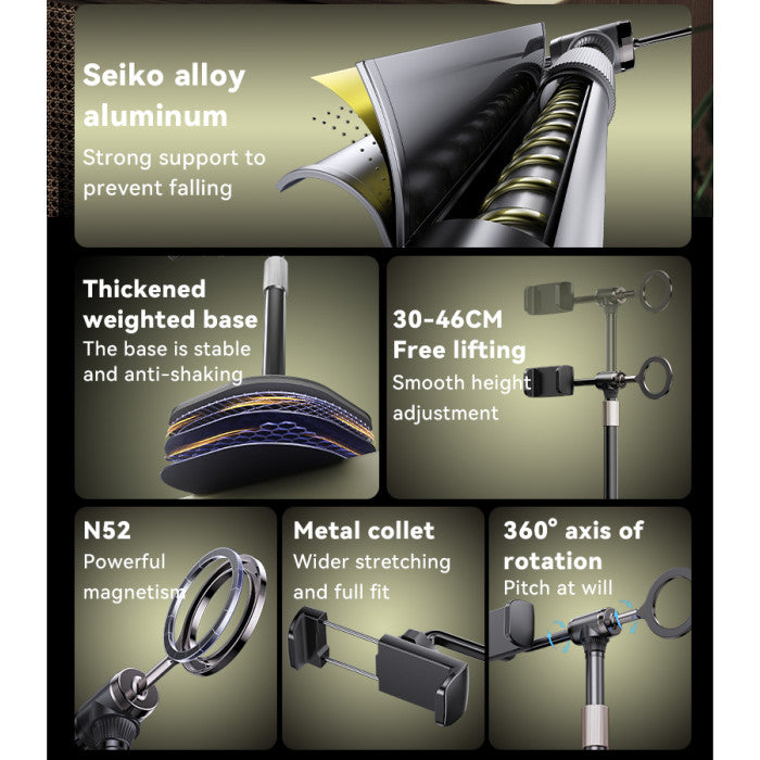 Yesido C297 360 Axis of Rotation 30-46CM Free Lifting Dual-purpose Desktop  - ستاند - لجميع انواع الايباد والاجهزة اللوحية والهواتف - ماغ سيف - متعدد الاوضاع