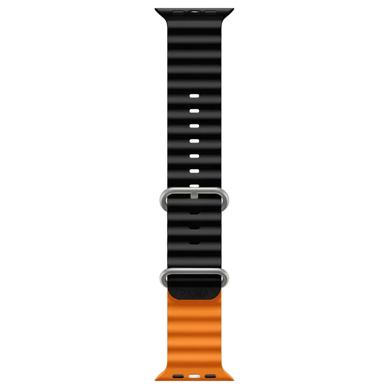 PAWA - Lagos Premium Soft Silicon Straps - Black/Orange - 49/45/44/42mm  - سير ساعه أبل واتش