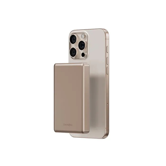 ENERGEA ALUPAC 10K, 10000MAH ULTRA LIGHT ALUMINIUM MAGSAFE COMPATIBLE POWER BANK - Gold -  بطارية متنقلة - ماغ سيف + سلك تايب سي - انيرجيا - قوه 20 واط - سعة 10,000 ملي امبير - كفالة 18 شهر