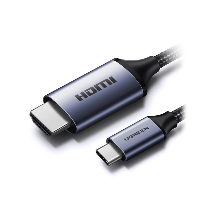 UGREEN 4K@60Hz USBC to HDMI 2.0 Cable Aluminum Shell 1.5m - Gray Black - وصلة تلفزيون لاجهزة الاندرويد و ايفون 15/16 - تايب سي - من الجهاز الى التلفزيون مباشرة