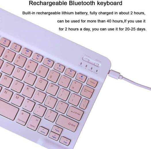 Kit Super Slim and Portable Bluetooth Keyboard with Mouse (English/Arabic) - Pink - كيبورد لوحة مفاتيح ( عربي / انجليزي ) + ماوس فأرة - بلوتوث وايرلس - لجميع اجهزة الايباد والتابلت والاجهزة اللوحية