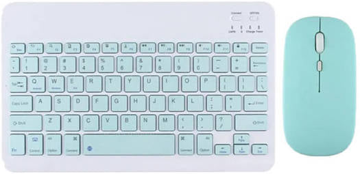 Kit Super Slim and Portable Bluetooth Keyboard with Mouse (English/Arabic) - Green - كيبورد لوحة مفاتيح ( عربي / انجليزي ) + ماوس فأرة - بلوتوث وايرلس - لجميع اجهزة الايباد والتابلت والاجهزة اللوحية