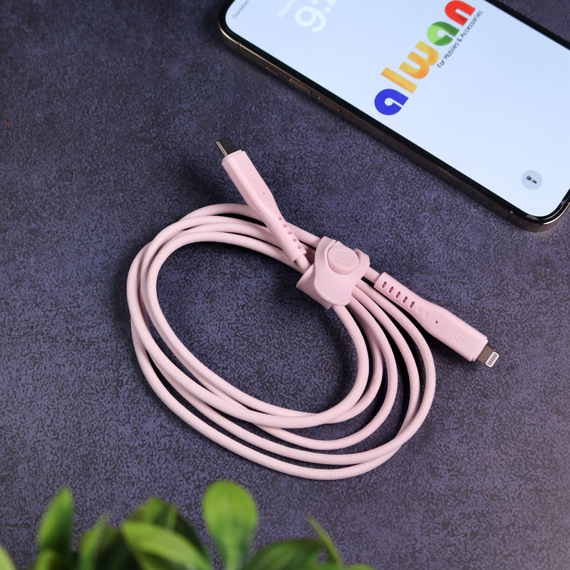 Energea Flow USB-C To Lightning Cable 1.5M - Pink - سلك شحن ايفون تايب سي - انيرجيا - طول متر ونصف - كفالة 5 سنين
