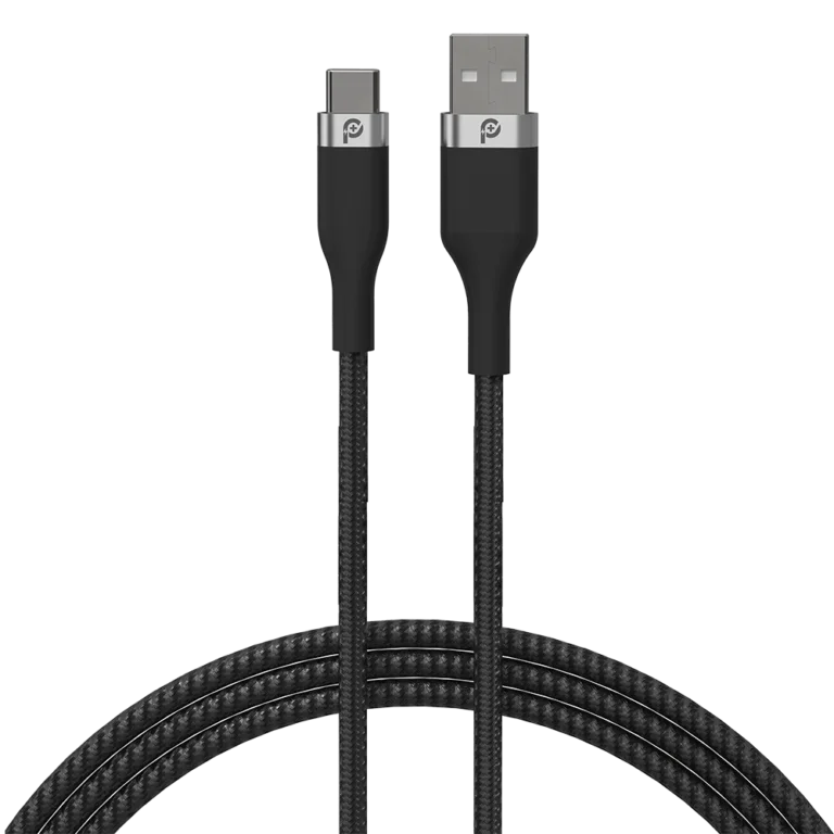 Powero+ Rapid Pro Premium Braided Cable USB A to TYPE C - Black - سلك شحن تايب سي - باوارو - 1.2 سم - كفالة 12 شهر