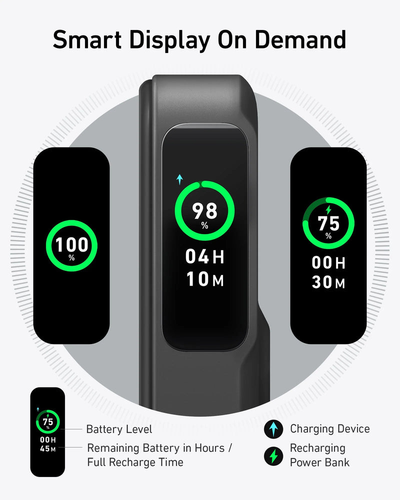 Anker MagGo Power Bank (10K) 15W Ultra-Fast Magnetic Charging with Smart Display - Black - [D] - بطارية متنقلة - انكر - ماغ سيف - سعة 10 آلاف - شاشة رقمية - قوة 15 واط - كفالة 18 شهر