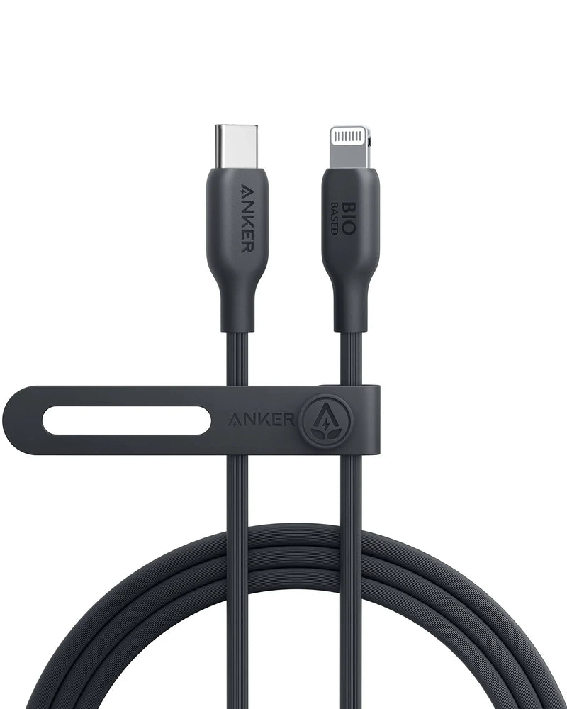 Anker 542 USB-C to Lightning (Bio-Based) - 0.9m/3ft - Black [D] - سلك شحن ايفون تايب سي - انكر - طول 90 سم - كفالة 18 شهر