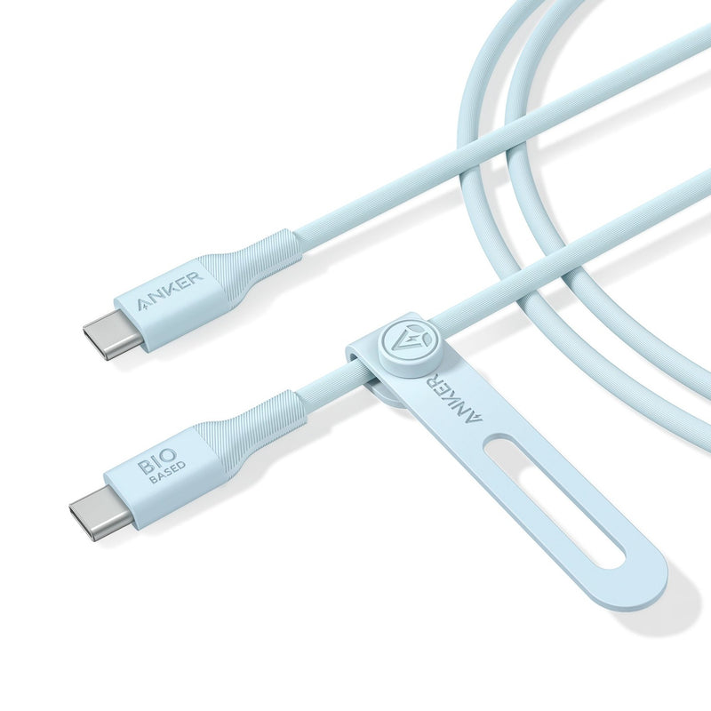 Anker 544 USB-C to USB-C Cable 140W (Bio-Based) - 1.8m - Blue - سلك شحن - انكر - تايب سي الى تايب سي - كفالة 18 شهر