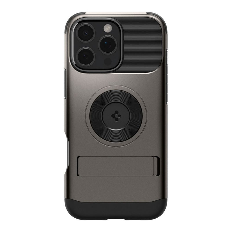 Spigen Slim Armor MagFit Case for iPhone 16 Pro /16 Pro Max - Gunmetal [C] -  كفر حماية عالية  - ستاند + ماغ سيف