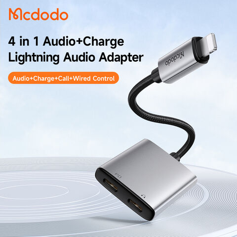 Mcdodo CA-556 Stereo 2 in 1 Audio Splitter Adapter Earphone for iPhone Dual Lighting - وصلة للشحن والسماعة بنفس الوقت - لجميع اجهزة الايفون - كفالة 12 شهر