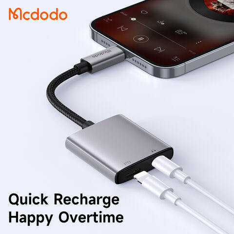 Mcdodo CA-556 Stereo 2 in 1 Audio Splitter Adapter Earphone for iPhone Dual Lighting - وصلة للشحن والسماعة بنفس الوقت - لجميع اجهزة الايفون - كفالة 12 شهر