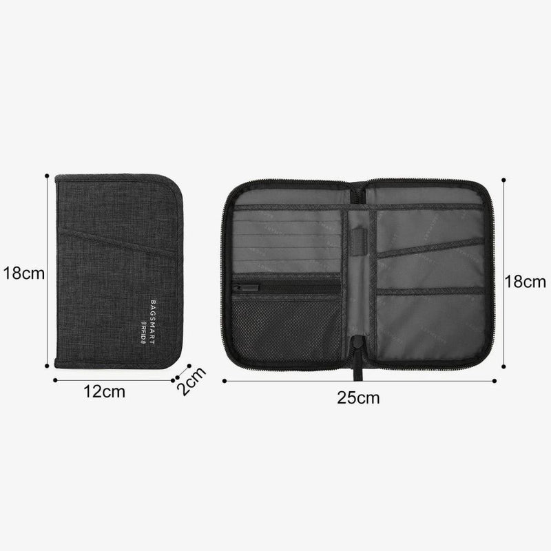 Bagsmart Lax Passport Holder (Heather Black) [C] - بوك سفر منظم -  مقاومة لرذاذ الماء